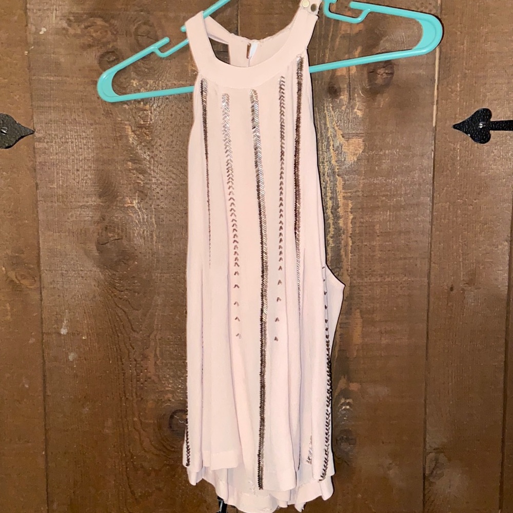 Free People Pink Sequined Halter Top, Sz M